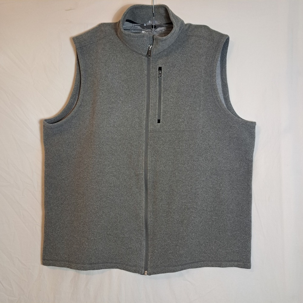 Duluth Trading Co. Vest Mens XL Full Zip Mock Neck Sleeveless Pockets Grey